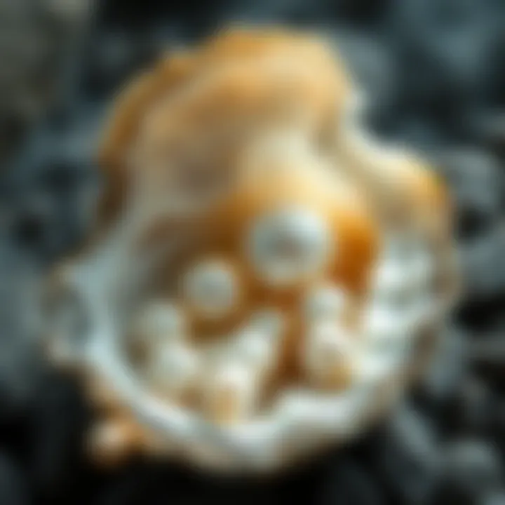 Nature's Craft: The Formation of Pearls Illustration depicting the formation of pearls within an oyster