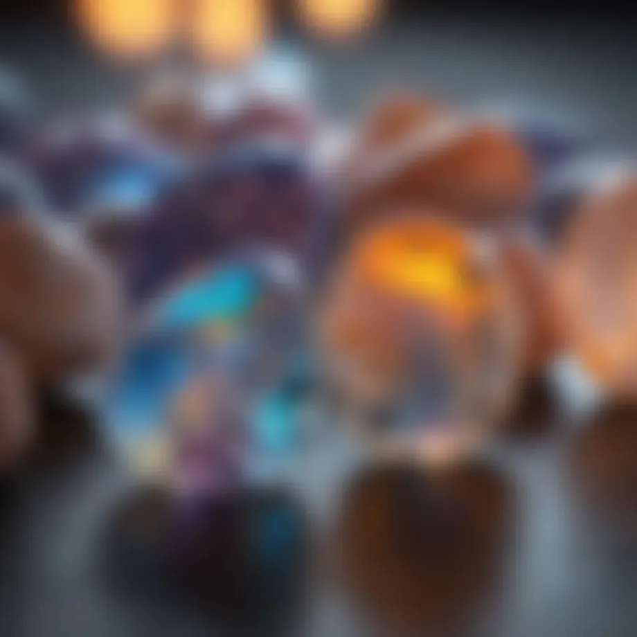 A stunning display of opal gemstones showcased at an auction.