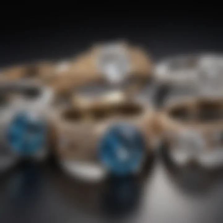 A close-up view of various promise rings made from different materials and styles.