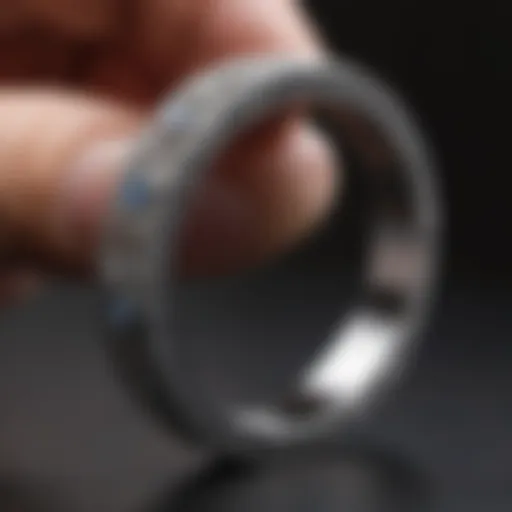 Close-up of a ring being measured for resizing