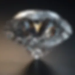 A close-up view of a simulated diamond showcasing its brilliance and clarity.