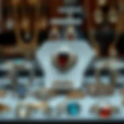 Elegant jewelry display showcasing a variety of rings and necklaces