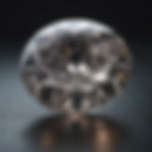 Close-up view of a round diamond showcasing table depth