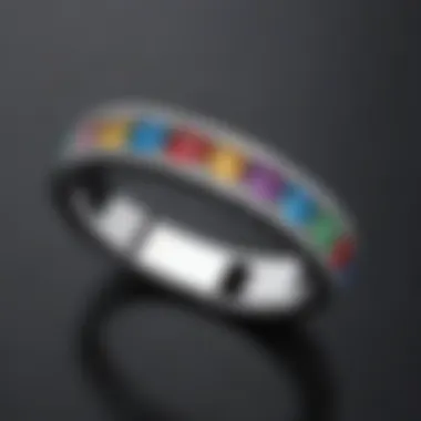 Colorful gemstone wedding band highlighting modern design