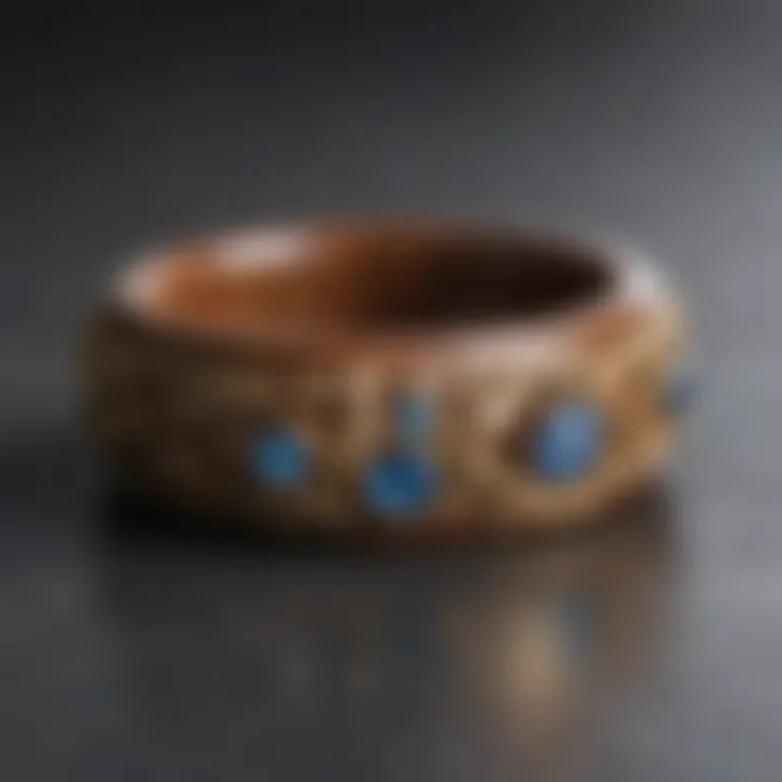 Unique wooden wedding band with personalized design