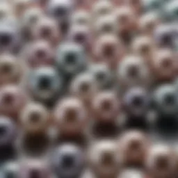 Close-up of lustrous freshwater pearls showcasing their unique colors and shapes