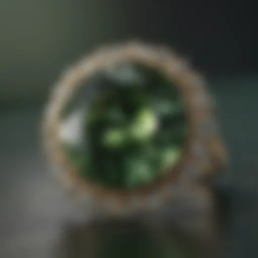 A stunning green sapphire displayed on a velvet surface, highlighting its unique color and clarity.