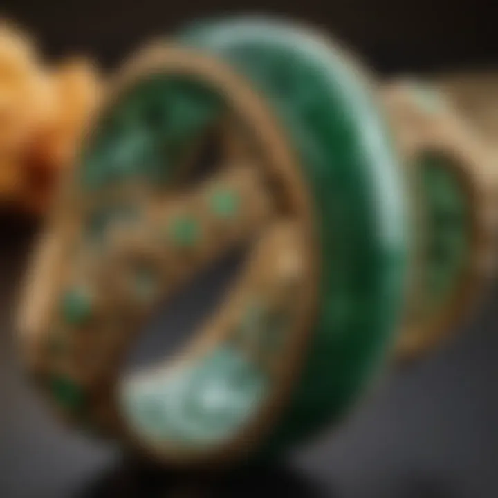 A close-up of a jade bracelet with intricate details, emphasizing authenticity markers