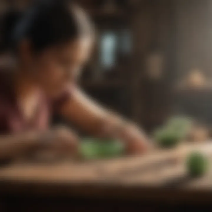 An artisan at work crafting a jade bracelet, highlighting the craftsmanship involved