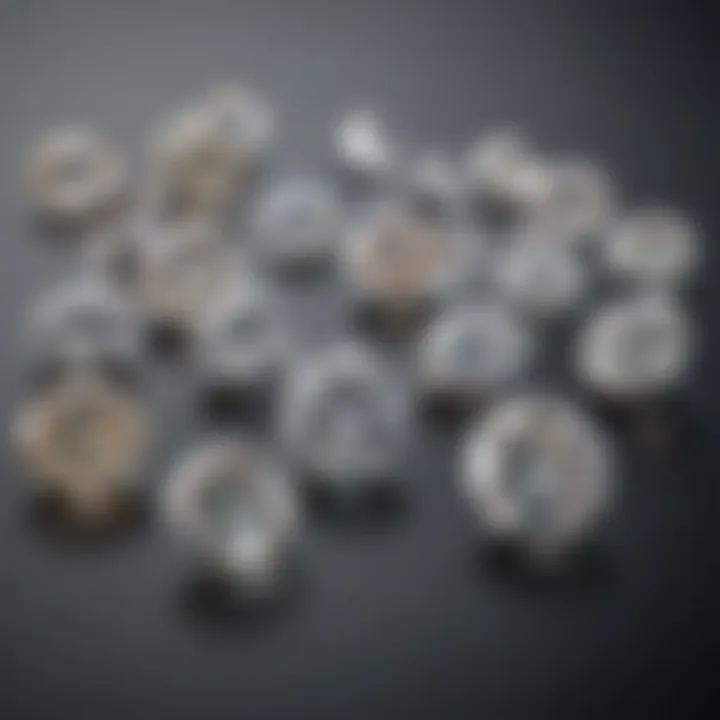 An elegant display of various moissanite cuts