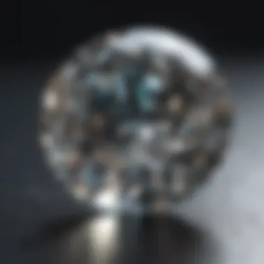 Close-up view of a diamond being tested