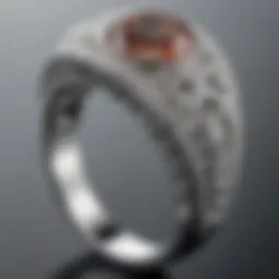 Close-up view of a white gold ring showcasing its luster and design intricacies
