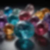 A close-up view of various gemstones showcasing their unique colors and textures