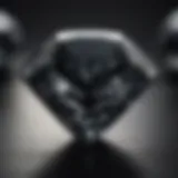 A close-up view of a black diamond showcasing its unique facets.