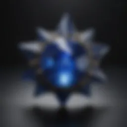 Close-up view of a blue star sapphire showcasing its unique asterism
