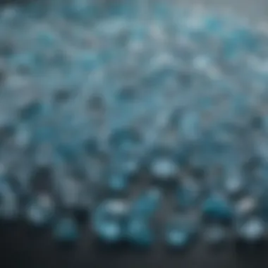 Collection of Aquamarine Gems An arranged collection of various aquamarine stones, illustrating their quality variations.