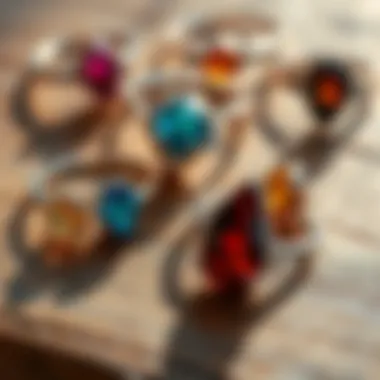 Various teardrop engagement rings showcasing diverse gemstones